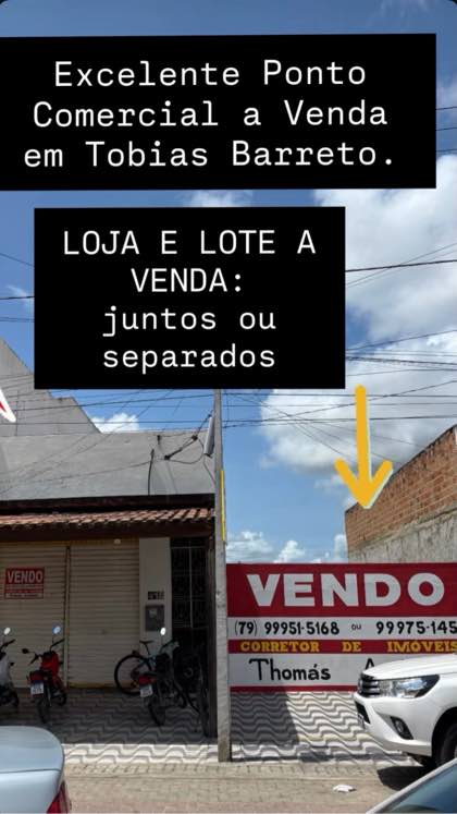 Vendo terreno comercial Av Luiz Alves Filho|Tobias Barreto